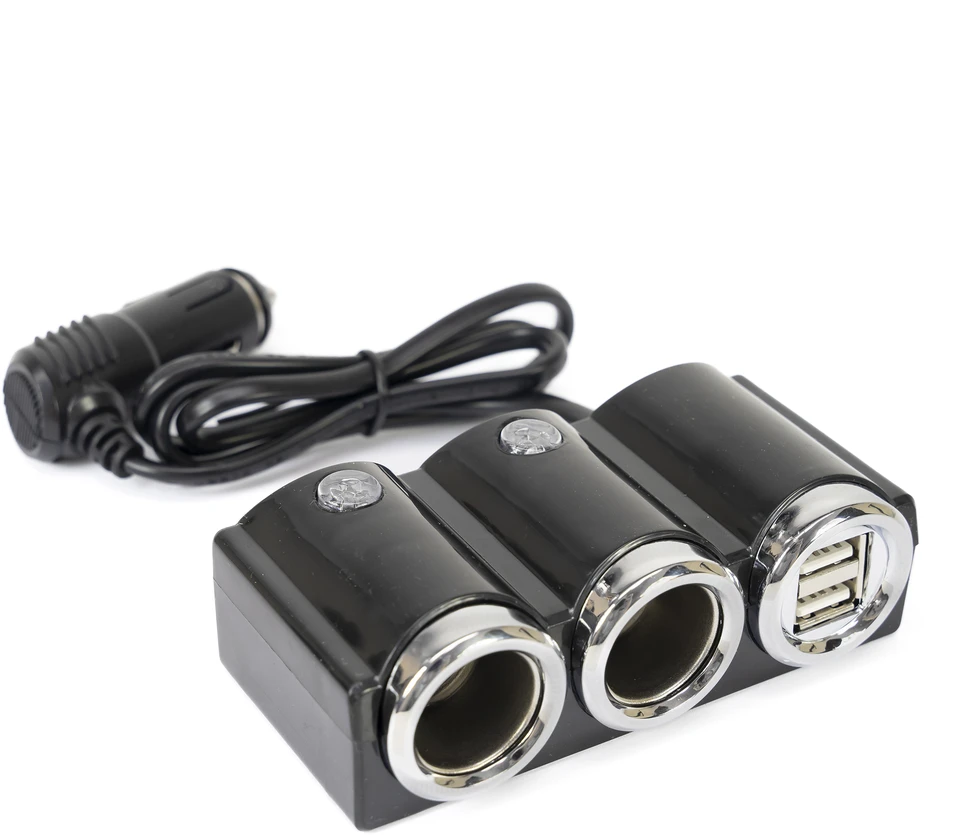 Automobilinis cigarečių degiklio skirstytuvas PNI Lighter 20 12V/24V 2 išvestys, 2 x USB, LED indikatorius