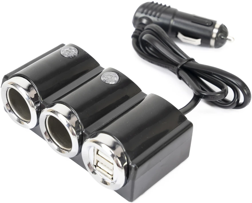 Automobilinis cigarečių degiklio skirstytuvas PNI Lighter 20 12V/24V 2 išvestys, 2 x USB, LED indikatorius