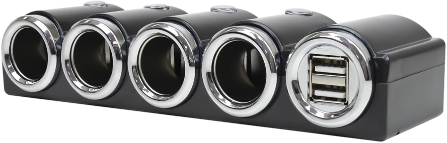 Automobilinis cigarečių degiklio skirstytuvas PNI Lighter 04 12V / 24V 4 išvestys, 2xUSB, LED indikatorius