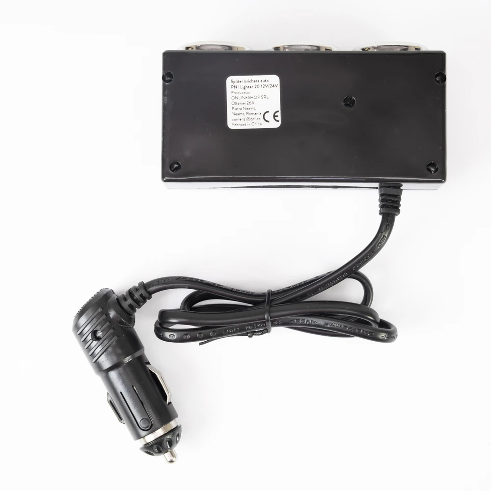 Automobilinis cigarečių degiklio skirstytuvas PNI Lighter 20 12V/24V 2 išvestys, 2 x USB, LED indikatorius