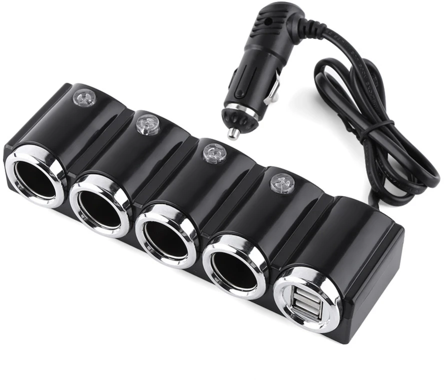 Automobilinis cigarečių degiklio skirstytuvas PNI Lighter 04 12V / 24V 4 išvestys, 2xUSB, LED indikatorius