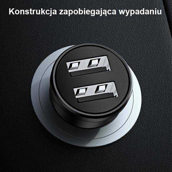 USAMS automobilinis įkroviklis 2xUSB 2.4A Mini juodas CC114TC01 (US-CC114)