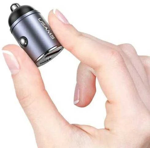 USAMS automobilinis įkroviklis 1xUSB+1xUSB-C C38 30WPD Fast Charge with Built-in Ring Violetinė CC206C