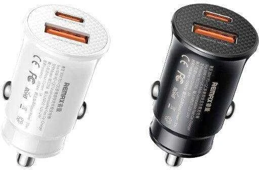 Automobilinis įkroviklis 30W QC USB + USB-C PD Remax Siya Series RCC358 juodos spalvos