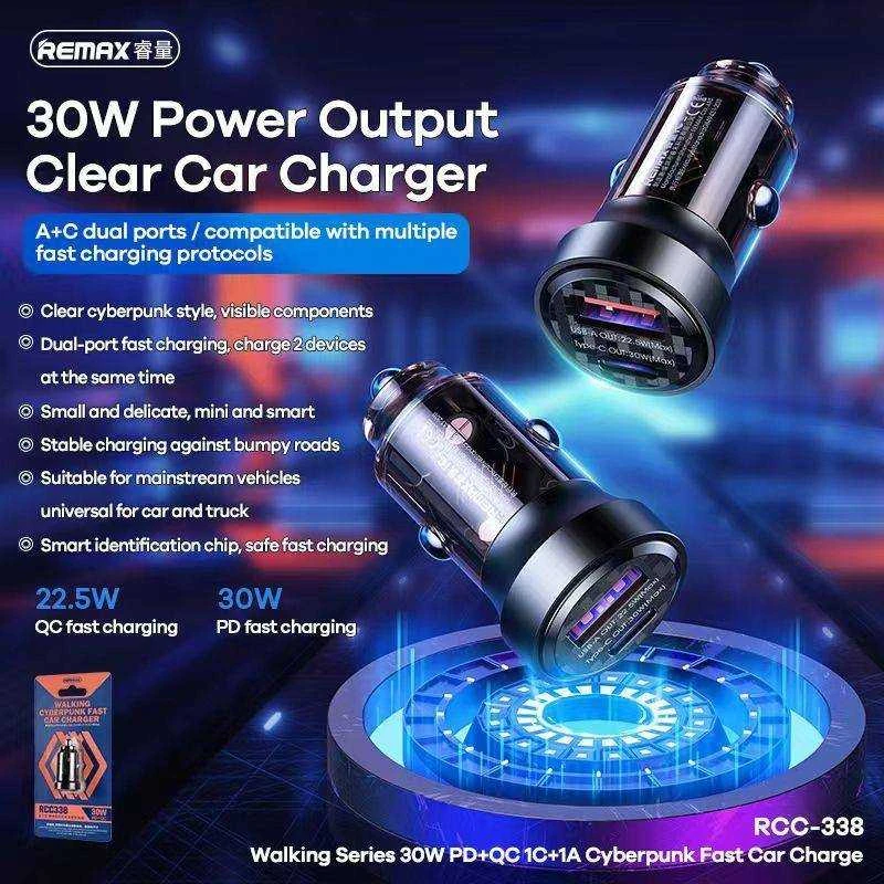 Automobilinis įkroviklis REMAX RCC338 30W PD+QC Cyberpunk, greitas