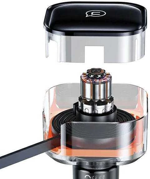 USAMS automobilinis įkroviklis with retractable cable 2xUSB-C C41 PD 30W Fast Charge juodas/juodas CC220CC01 (US-CC