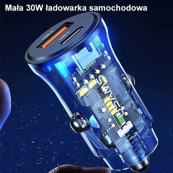 USAMS automobilinis įkroviklis 1xUSB+1xUSB-C C32 30W Fast Charge juodas CC164CC01 (US-CC164)