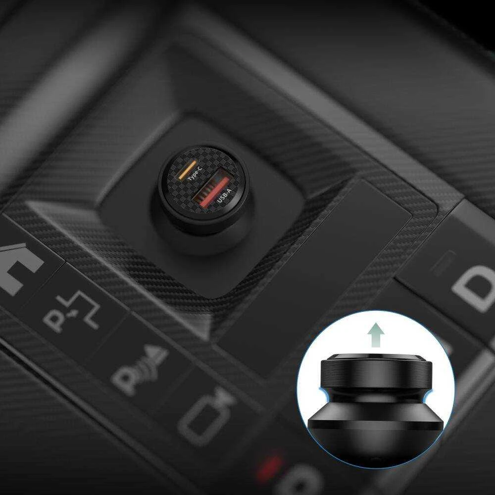 Automobilinis įkroviklis 45W USB-C PD + QC3.0 USB Tech-Protect CC45W juodos spalvos