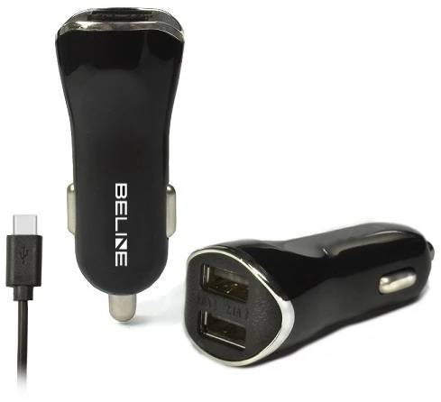 Automobilinis įkroviklis Beline 2xUSB + USB-C 2,1A juodos spalvos