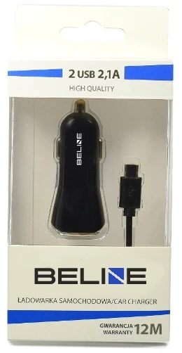 Automobilinis įkroviklis Beline 2xUSB + USB-C 2,1A juodos spalvos