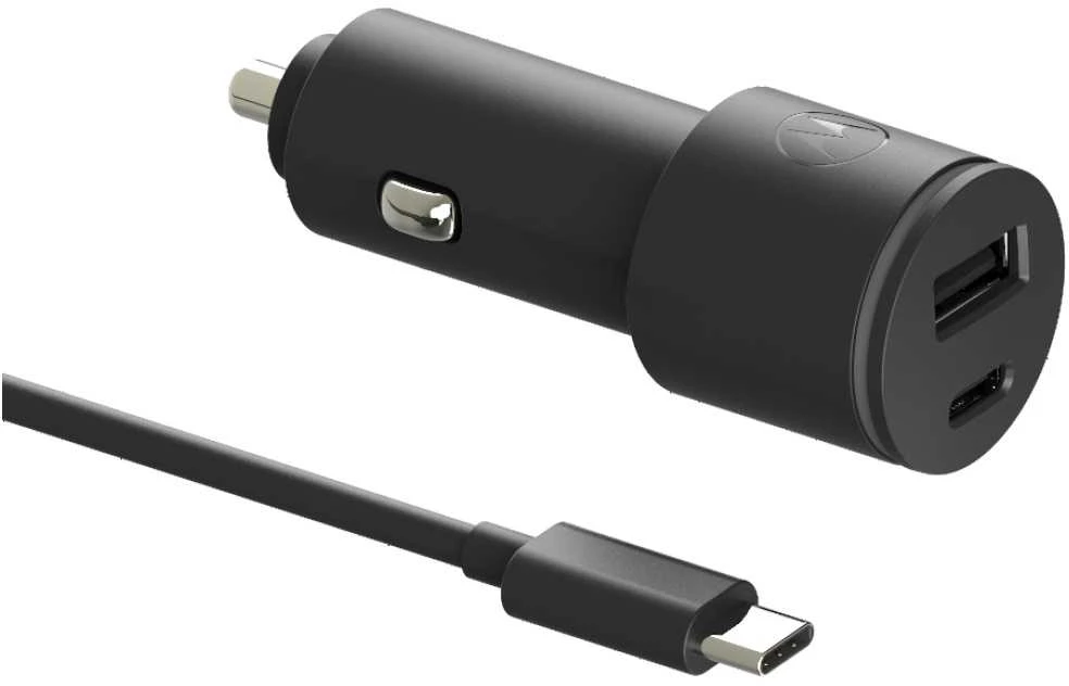 Automobilinis įkroviklis Motorola TurboPower 45W Dual USB-A/USB-C with cable USB-C 1m juodas