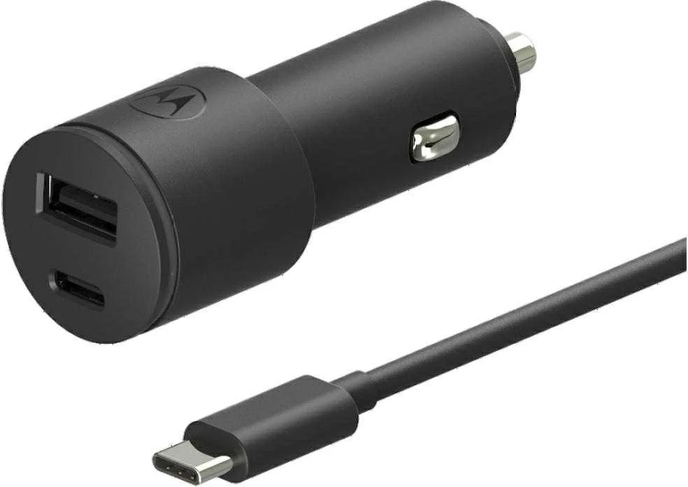 Automobilinis įkroviklis Motorola TurboPower 45W Dual USB-A/USB-C with cable USB-C 1m juodas