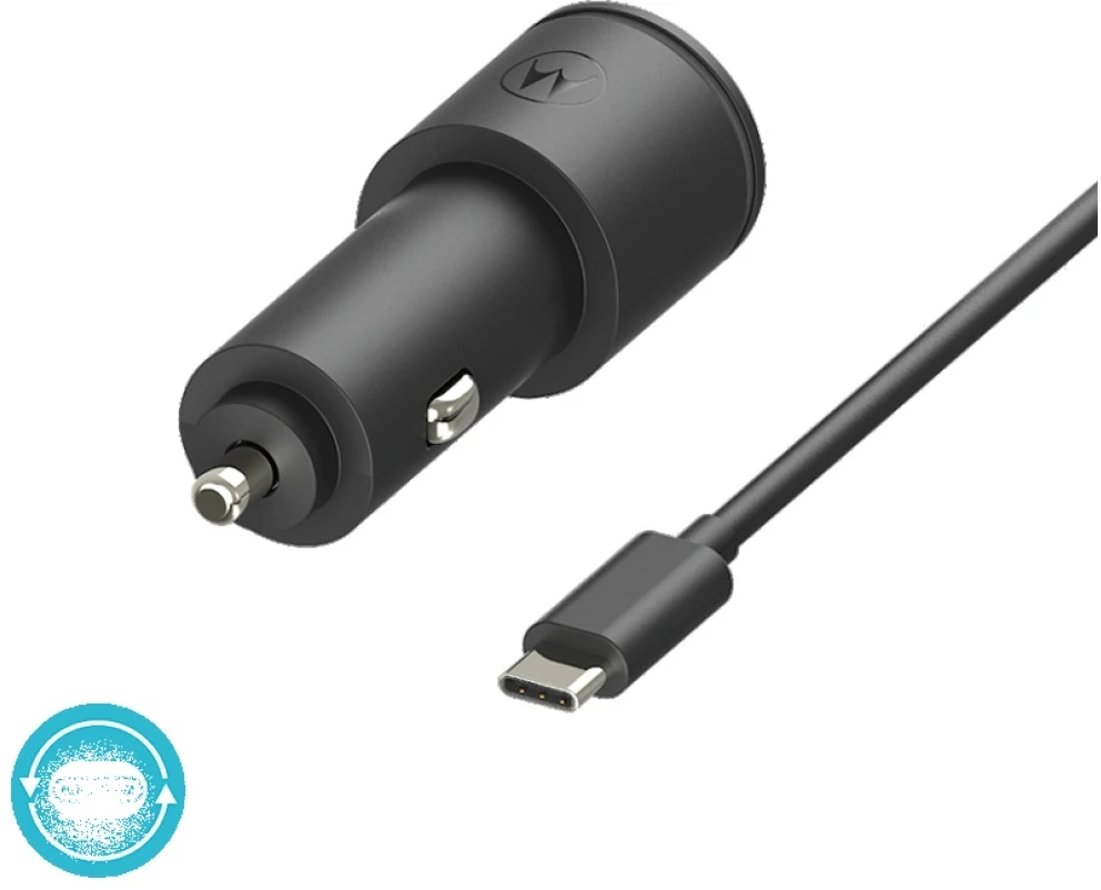 Automobilinis įkroviklis Motorola TurboPower 45W Dual USB-A/USB-C with cable USB-C 1m juodas