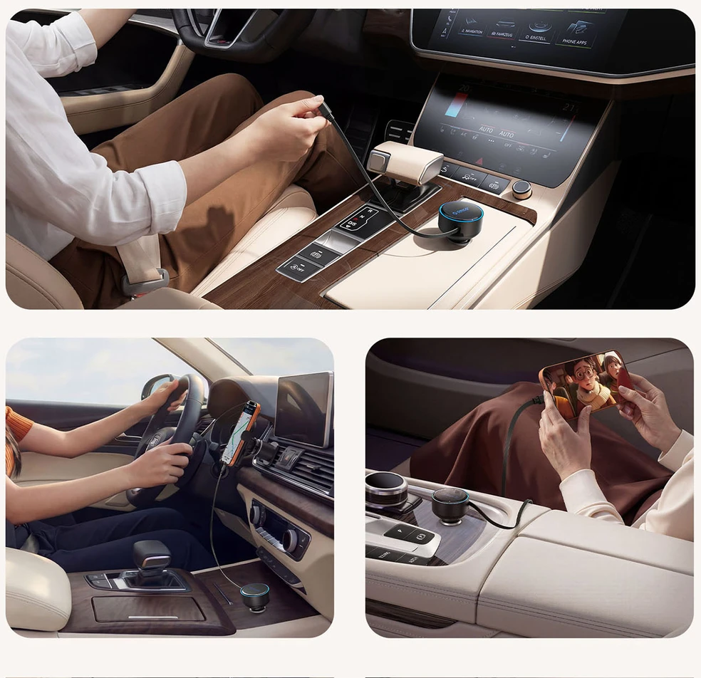 Automobilinis įkroviklis Orico FC-60-2C 60 W su USB-C įtraukiamu laidu, juodas