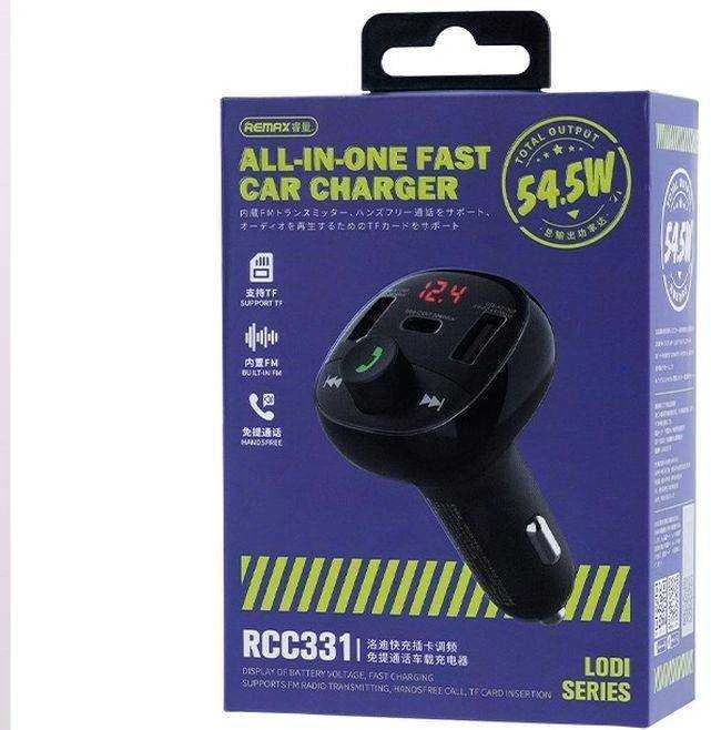 Automobilinis įkroviklis USB-C, 2x USB Remax RCC331, 54.5 W (juodas)