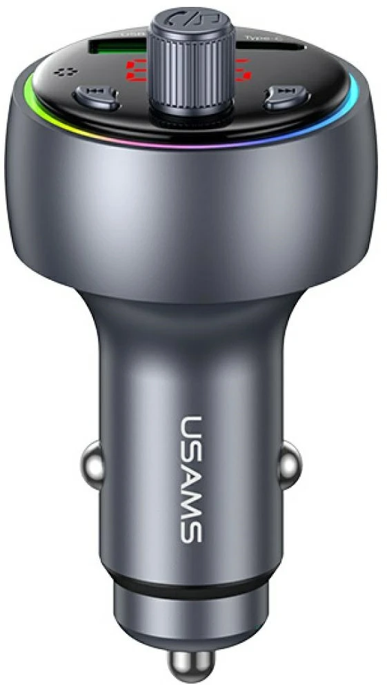 Automobilinis įkroviklis USAMS CC328 30W 1xUSB-A 1xUSB-C Bluetooth FM tarnish