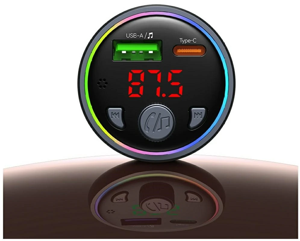 Automobilinis įkroviklis USAMS CC328 30W 1xUSB-A 1xUSB-C Bluetooth FM tarnish