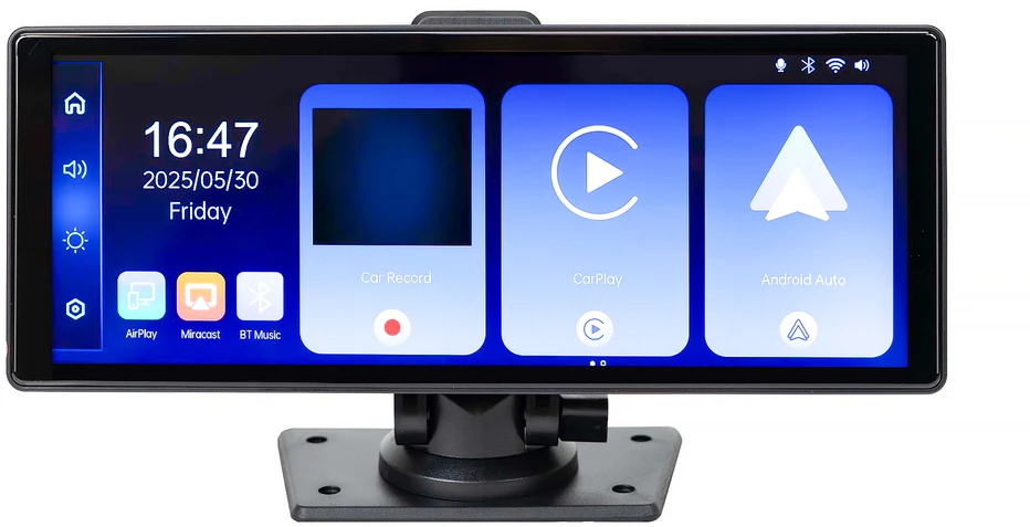 Automobilinis monitorius su DVR PNI D1026 10.26 colio DVR, belaidis Carplay, navigacija, muzika, laisvų rankų įranga, „Bluetooth“, FM siųstuvas