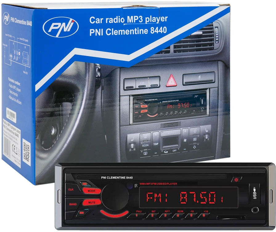 Automobilinis MP3 grotuvas PNI Clementine 8440, 4x45W, 12V, 1 DIN, su SD, USB, AUX, RCA