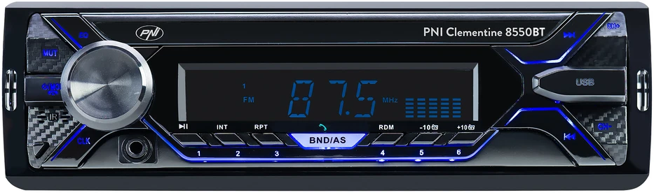 Automobilinis MP3 grotuvas PNI Clementine 8550BT, nuimamas skydelis, 4x45W, 12V, 1 DIN, su SD, USB, AUX, RCA