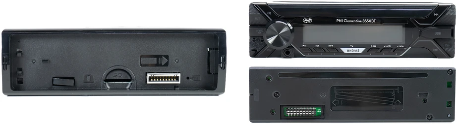 Automobilinis MP3 grotuvas PNI Clementine 8550BT, nuimamas skydelis, 4x45W, 12V, 1 DIN, su SD, USB, AUX, RCA