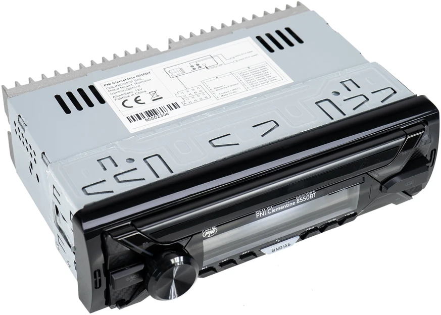 Automobilinis MP3 grotuvas PNI Clementine 8550BT, nuimamas skydelis, 4x45W, 12V, 1 DIN, su SD, USB, AUX, RCA