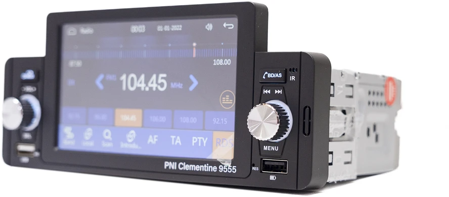 Automobilinis MP5 grotuvas PNI Clementine 9555 1DIN, 5 colių ekranas, 4 x 50W, „Bluetooth“, FM radijas, „Carplay“, RDS funkcija