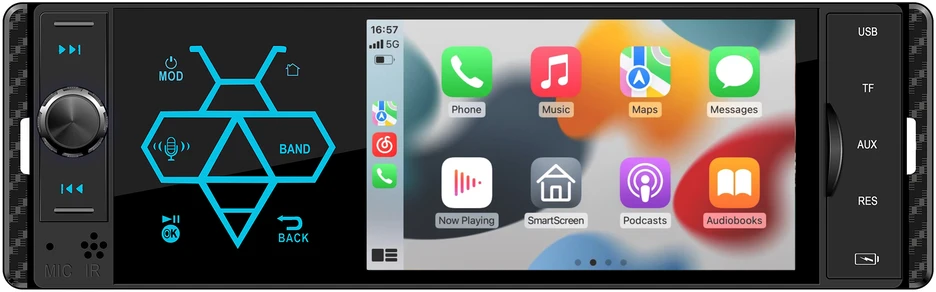 Automobilinis MP5 grotuvas PNI Clementine 9550 1DIN, 4 colių ekranas, 50Wx4, „Bluetooth“, FM radijas, „Carplay“, RDS funkcija