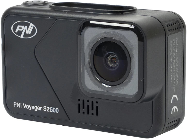 Automobilinis vaizdo registratorius PNI Voyager S2500 kameros komplektas, WiFi, 4K UHD, 2 colių ekranas ir 128GB Micro SD atminties kortelė komplekte
