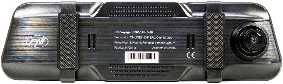 Automobilinis vaizdo registratorius PNI Voyager S2800 UHD 4K 170°, integruotas į galinio vaizdo veidrodėlį, 9.66 colio, IPS jutiklinis ekranas, parkavimo stebėjimas, G-sensorius, „micro SD“ kortelės lizdas, USB-C, GPS funkcija, „Wi-Fi“, valdymas programėle, pridedama galinio vaizdo kamera „Full HD“