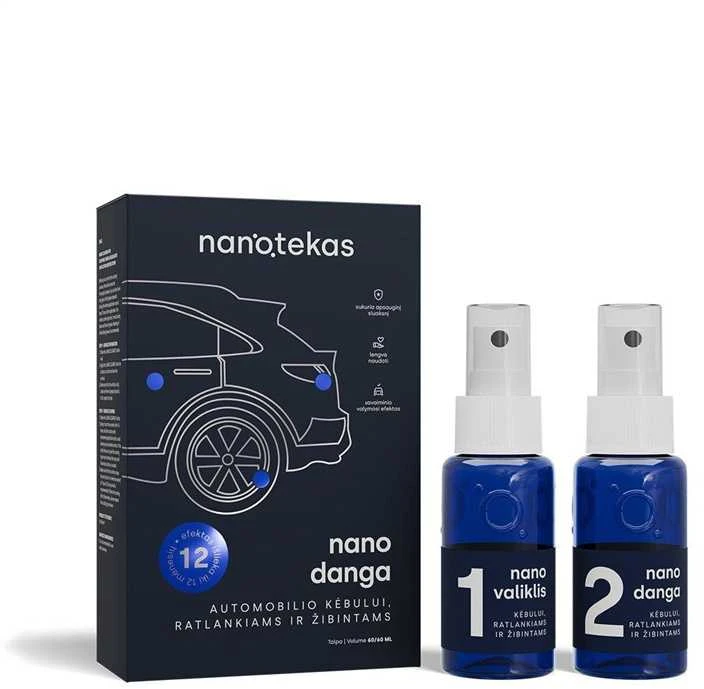 Nanotekas NANO DANGA Automobilio kėbului, ratlankiams ir žibintams, 2×60 ml