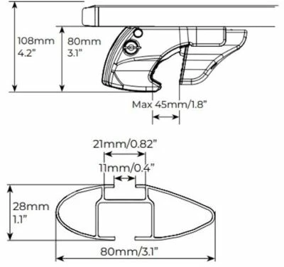 Automobilių stogo skersiniai Menabo Fender, 120 cm, 2 vnt. sidabro spalvos