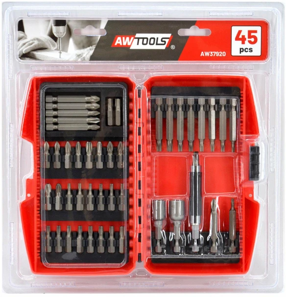 AW-Tools AWTOOLS Rinkinys BITÓW sukimo antgalių WKRĘTAKOWYCH S2 45cz.
