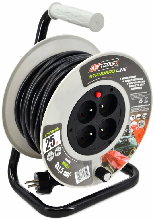AW-Tools AWTOOLS pratęsimo būgnas STANDARTAS 30m 3x1,5 mm 16A / 3680W