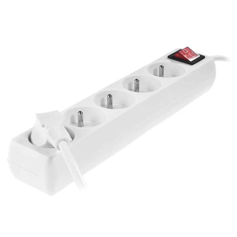 AW-Tools AWTOOLS NAMŲ pratęsimo kabelis, Baltas, 5 LIZDAI, 3,0 m, SU ĮŽEMINIMU, JUNGIKLIU