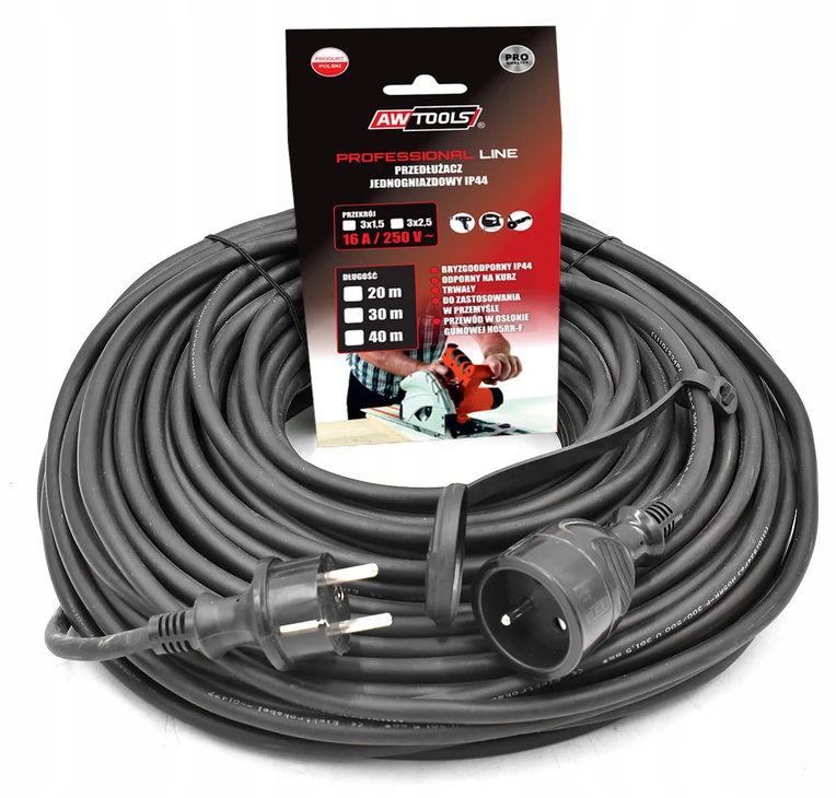 AW-Tools AWTOOLS PROFESIONALUS pratęsimo laidas 10m 3x1,5mm / IP44 16A / 4000W