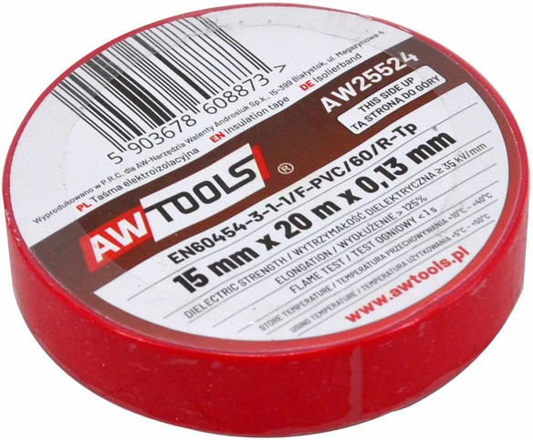 AW-Tools AWTOOLS IZOLIACINĖ JUOSTA 19mm x 20m RAUDONA