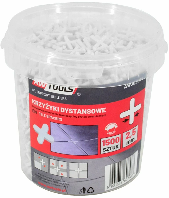 AW-Tools AWTOOLS KRYŽELIAI PLYTELĖMS 1,5mm / 1800vnt. KAUPAS