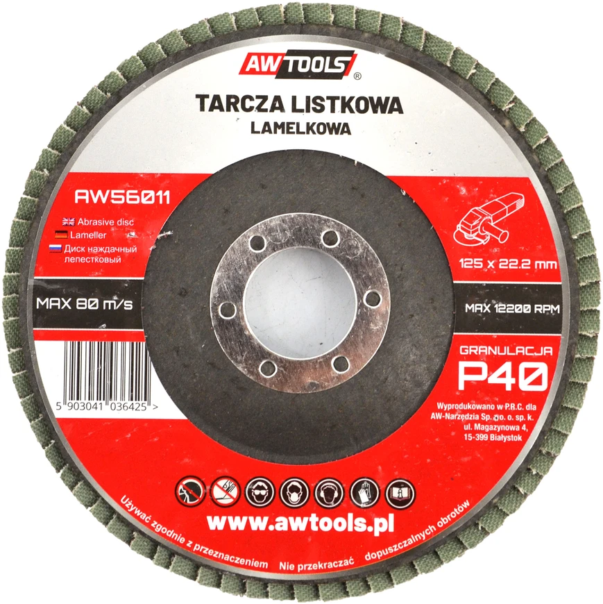 AW-Tools AWTOOLS LAMELLINIS ŠLIFAVIMO DISKAS 125×22,22mm P40