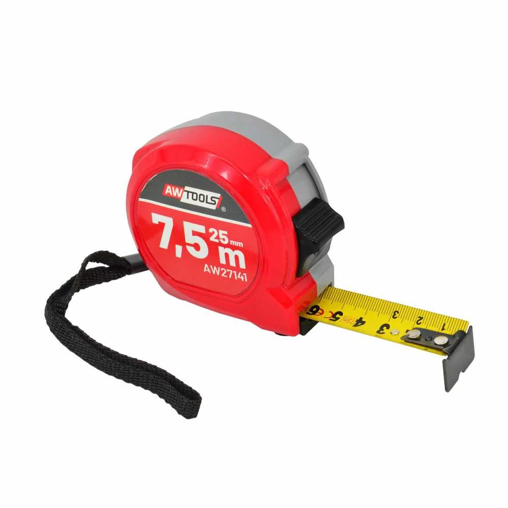 AW-Tools AWTOOLS MATUOKLĖ RITININĖ COMPACT 7,5m x 25mm ABS 2-STOP