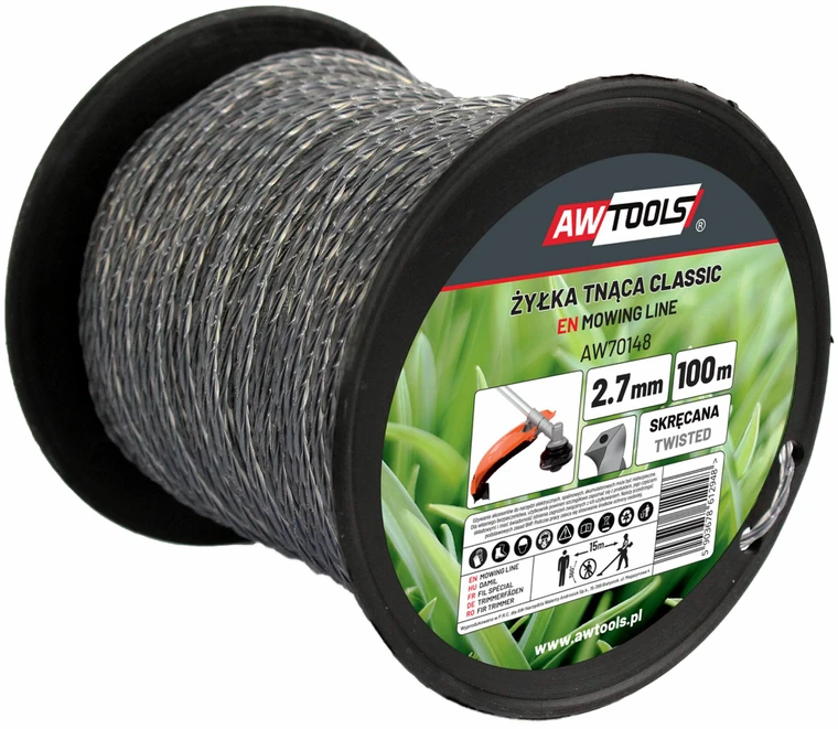 AW-Tools AWTOOLS PJOVIMO VALAS CLASSIC 2,4x100m / SUKTAS KVADRATINIS SU ŠERDIMI / RITĖ