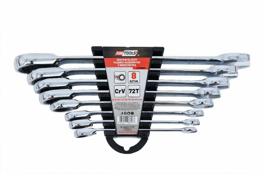 AW-Tools Kombinuotas raktas su terkšle AWTools AW39997; 8-22 mm; 8 vnt.