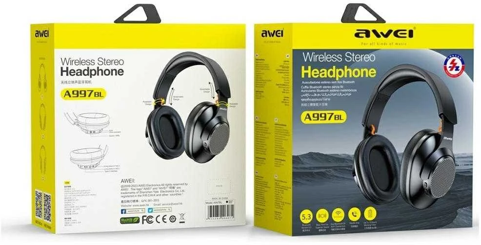 AWEI A997BL Bluetooth Ausinės juodos spalvos
