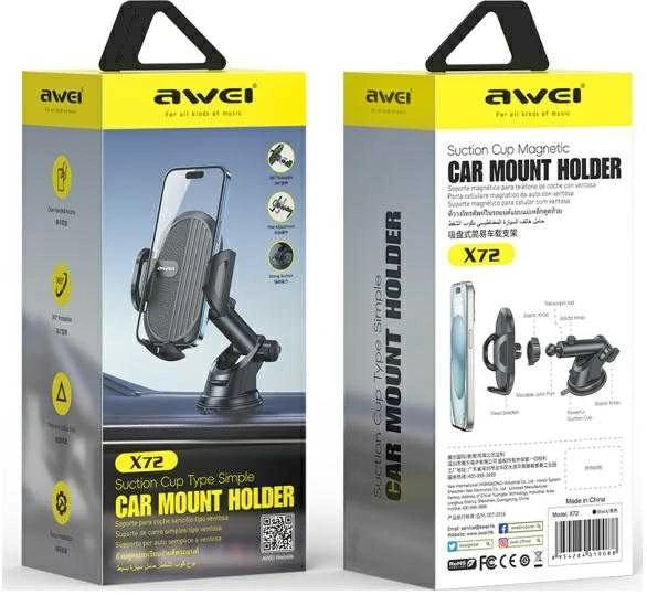 AWEI X72 car holder for dashboard juodas