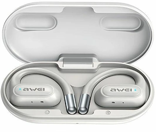 AWEI Bluetooth 5.4 ausinės OWS T93+ docking station baltos spalvos