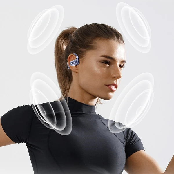 AWEI Bluetooth 5.4 ausinės OWS T93+ docking station juodos spalvos