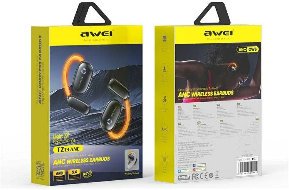 AWEI Bluetooth ausinės 5.4 TZ13 ANC + docking station juodos spalvos