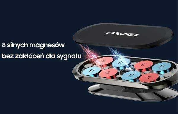 AWEI magnetinis automobilio laikiklis X 20 metaliniam pilkam vairuotojo kabinos laikiklio laikikliui