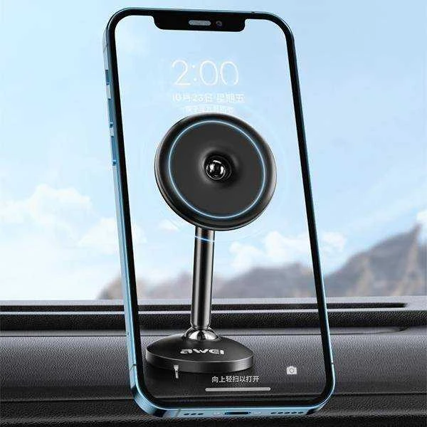 AWEI magnetinis automobilio laikiklis X22, skirtas vairuotojo kabinai, juodas