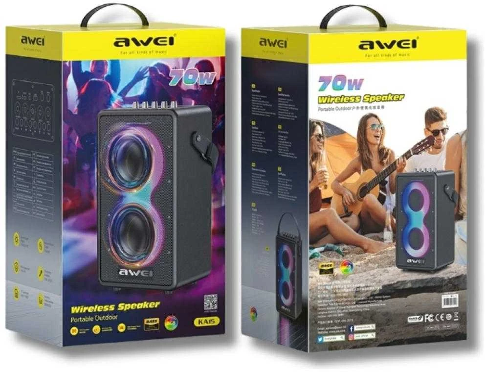 AWEI KA15 Bluetooth 5.3 70W Wireless Speaker juodos spalvos